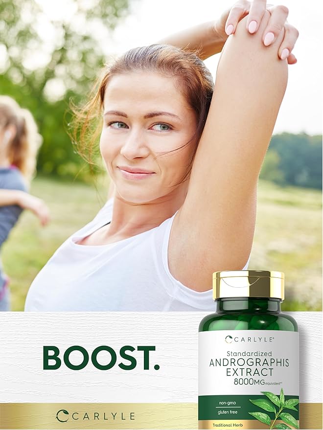 Carlyle Andrographis Paniculata Capsules | 8000mg | 90 Pills | Herb Extract Supplement | Non-GMO and Gluten Free