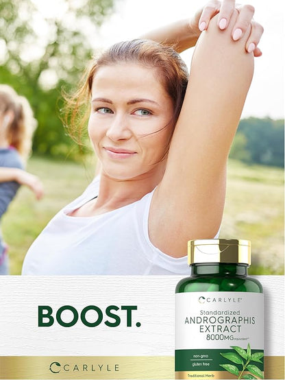 Carlyle Andrographis Paniculata Capsules | 8000mg | 90 Pills | Herb Extract Supplement | Non-GMO and Gluten Free