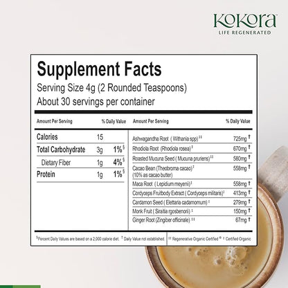 Adapt & Thrive - Organic Ashwagandha Root Powder - Cordyceps with Rhodiola & Maca Root - Energizes & Promotes Healthy Stress Response* - Vegan, Gluten Free, No Added Sugar - 30 Servings - 120g