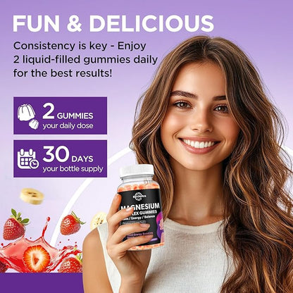 Magnesium Glycinate Gummies for Women, High Absorption Magnesium Supplement with Menopause Support Blend, Magnesium & Hormone Balance for Sleep Support, Vegan, 60 Chews