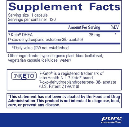 Pure Encapsulations 7-Keto DHEA 25 mg | Unique DHEA Metabolite Supplement to Support Thermogenesis* | 120 Capsules