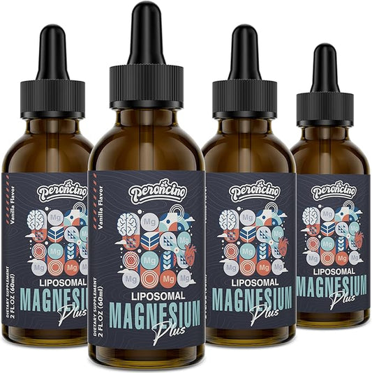 Liposomal Magnesium Citrate Drops for Gut and Bone Health, Mood and Stress Management, Powerful Formula with Vitamin B6 and Zinc Gluconate 60ml (2.04 Fl Oz (Pack of 4))