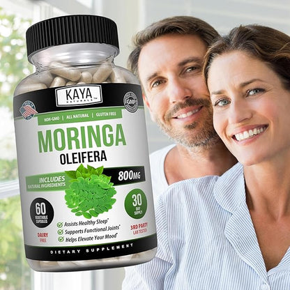 Kaya Naturals Moringa Leaf Extract - Complete Greens Superfood Supplement - Pure Miracle Tree Moringa - Boost Energy Naturally - Nutrient Dense Vitamins for Adult - 60 Veggie Count