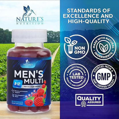 Multivitamin for Men - Daily Mens Multivitamins & Multiminerals with Vitamin D, Vitamin C, B12 Zinc & More - Energy, Memory, Focus & Immune Health Support - Essential for Men Over 40 - 60 Capsules