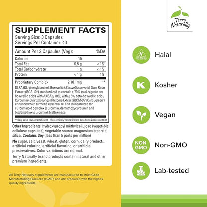 Terry Naturally Curamin - Curcumin Supplement for Circulation & Endorphin Support - Support for Occasional Discomfort - Aids Healthy Muscles - 120 Capsules