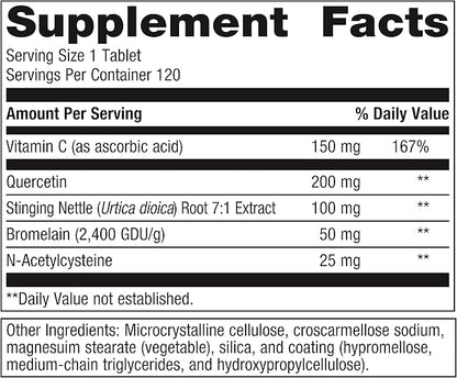 Metagenics Sinuplex - Healthy Respiratory Support* - with Vitamin C, Stinging Nettle Extract, N-Acetylcysteine, Quercetin & More - Immune Supplement with VIT C* - 120 Tablets