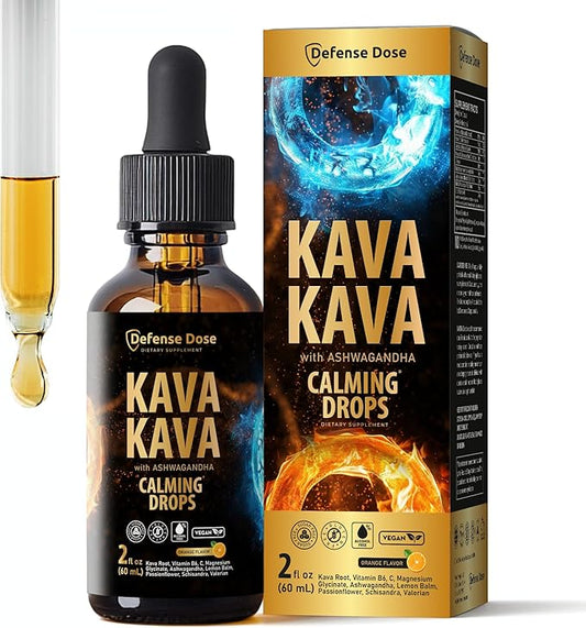 Kava Kava Ashwagandha Extract Liquid Drops - Calming Adaptogen Tincture Supplement with Valerian Root Passionflower Lemon Balm for Mood Sleep Stress Support - Alcohol-Free Vegan Gluten-Free Non-GMO