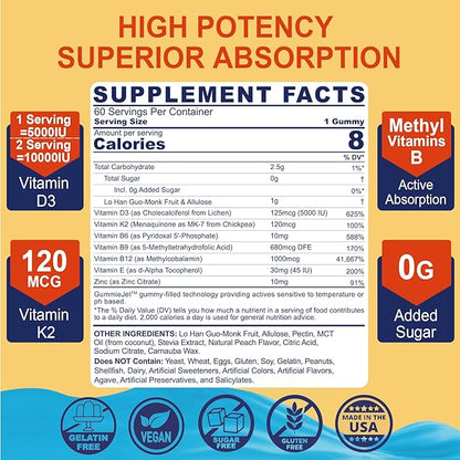 NEVISS Vitamin D3 K2 Gummies + Vitamin B100 Complex