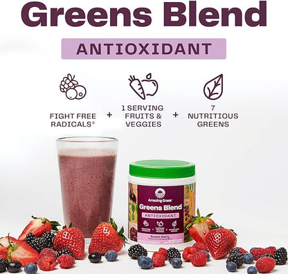 Amazing Grass Greens Blend Antioxidant: Super Greens Powder Smoothie Mix with Organic Spirulina & Greens Blend Superfood for Immune Support: Super Greens Powder Smoothie Mix with Vitamin C