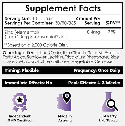 Nootropics Depot MicroZinc Capsules | 20mg | Optimized Zinc Supplement | 30 Count