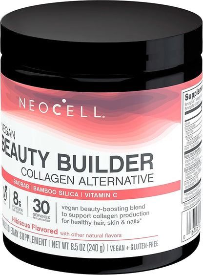 NeoCell Vegan Beauty Builder Collagen Alternative; Plant-Based Vegan Collagen-Booster Supports Collagen Production; Hibiscus Flavored; 8 g Powder/Serv; 30 Servs; 8.5 Oz,* (Pack of 2)