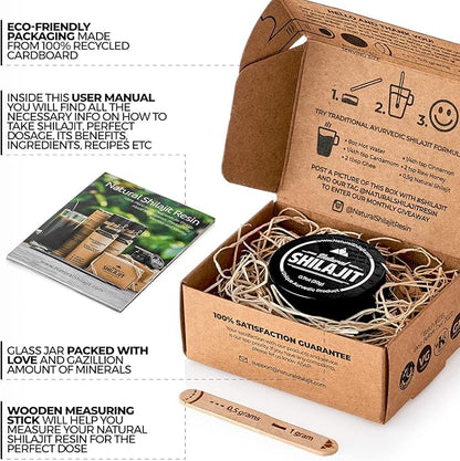 NATURAL SHILAJIT Resin 20G, Shilajit Honey Sticks 30 Count Capsules 60 Count