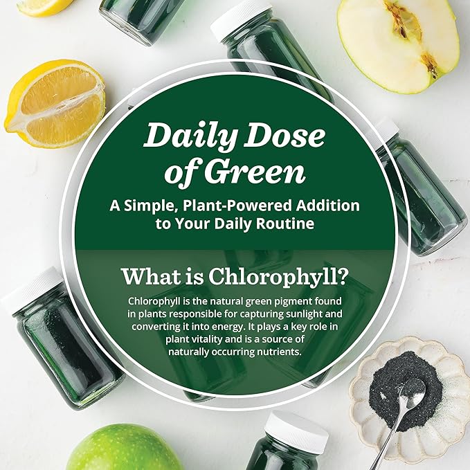 All About Juicing PuriVibe Chlorophyll Shots | Superfood Juice Powder, Wellness Shot Supplement - 2X Strength - Green Juice - Infused with Lemon & Apple - 15 Stick Packs