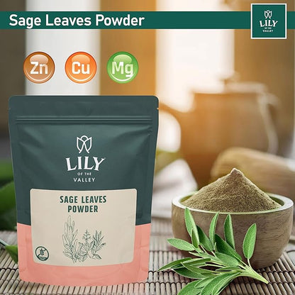 Lily of the Valley Sage Leaf Powder - Ground Dried Sage leaves - Seasoning Herb Spice - No Fillers & No Additives - Great for Cooking - Vegan & Gluten-Free - Packed in Resealable Pouch (16oz, 453g)