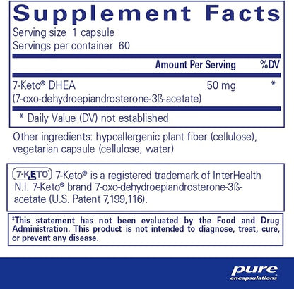 Pure Encapsulations 7-Keto DHEA 50 mg | Unique DHEA Metabolite Supplement to Support Thermogenesis and Healthy Body Composition* | 60 Capsules