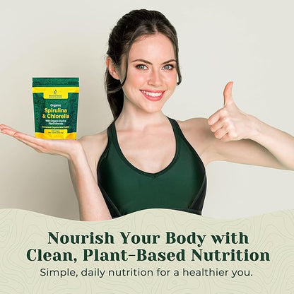 Organic Spirulina & Chlorella + Marine Plant Minerals, Australian | BioDynamic Cracked Cell Wall, Chlorophyll-Rich, Vitamins, Minerals |Vegan Tablets (200 mg) (1000)