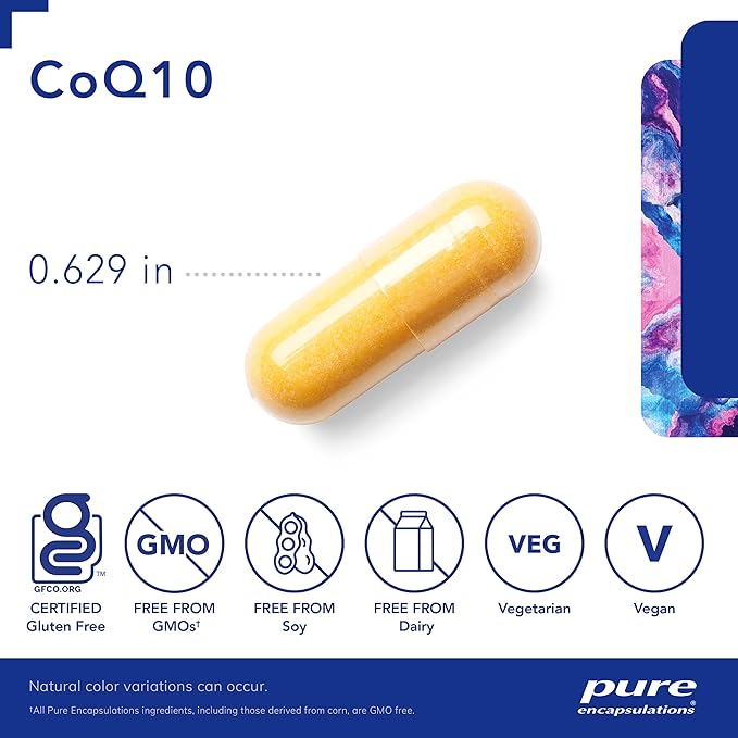 Pure Encapsulations CoQ10 60 mg | Coenzyme Q10 Supplement for Energy, Antioxidants, Brain and Cellular Health, Cognition, and Cardiovascular Support* | 120 Capsules
