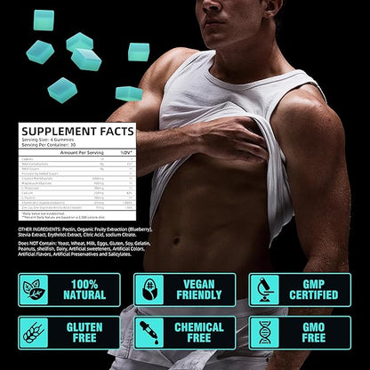 Creatine Monohydrate Gummies for Men & Women - 120 Sugar Free Gummies with Magnesium Glycinate, L-Threonate, L-Taurine + Vitamin B12 for Muscle Support, Energy Boost, 1 Pack