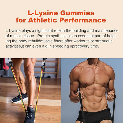 L-Lysine Gummies 1000mg - L-Lysine Supplements for Kids and Adults - Lip and Cold Sore* Support for Women - Chewable Lysine Gummies with Vitamin B12 - Vegan, Non GMO, Gluten-Free, 120 Counts
