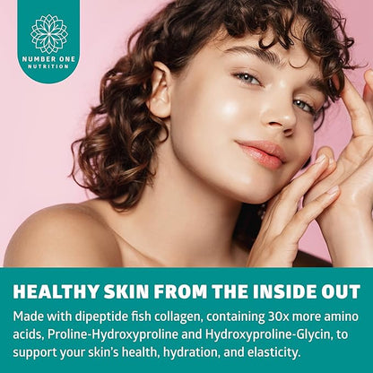 Premium Marine Collagen Dipeptides with Hyaluronic Acid, Vitamin C, Theaflavin and Copper, Collagen Supplement for Women and Men for Radiant Skin, Hair & Nails, Gluten Free and Non-GMO, 120 Veg Caps