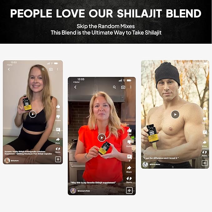 Dynamic Vitality Shilajit Ashwagandha Gokshura Supplement - Himalayan Pure Shilajit Capsules with Tribulus (Gokshura), Extra Strength Ashwagandha & Safed Musli | Himalayan Shilajit Supplement