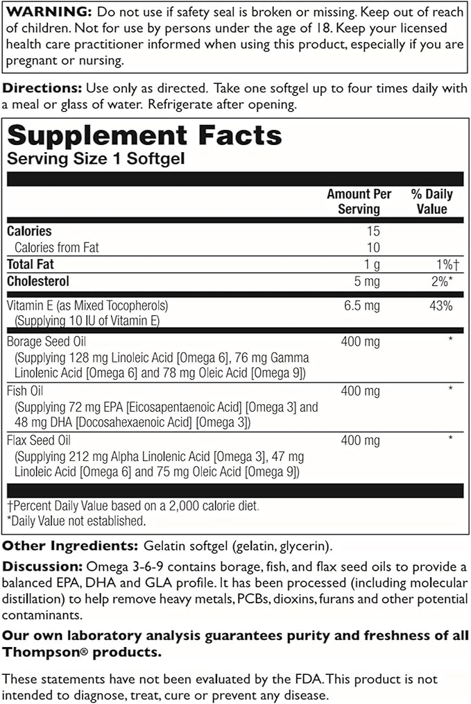 Thompson Omega 3-6-9 1200mg | 120ct