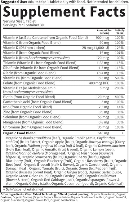 Garden of Life Multivitamin for Women - Organics Women's Once Daily, Whole Food Multi with Iron, Biotin, Vegan Organic Vitamin, Energy Hair Skin & Nails, 30 Tablets