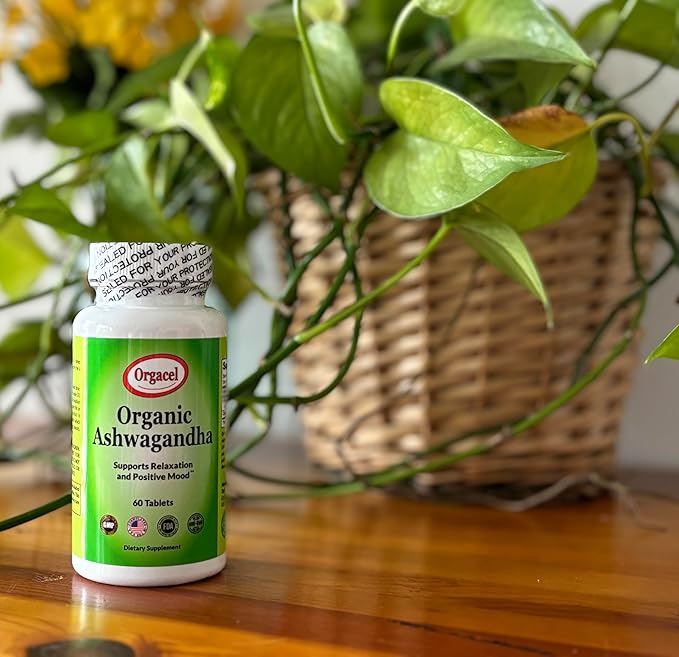 Organic Ashwagandha, 675 Mg, 60 Tablets, Stress Relief, Positive Mood, Improved Concentration and Focus, Relaxation