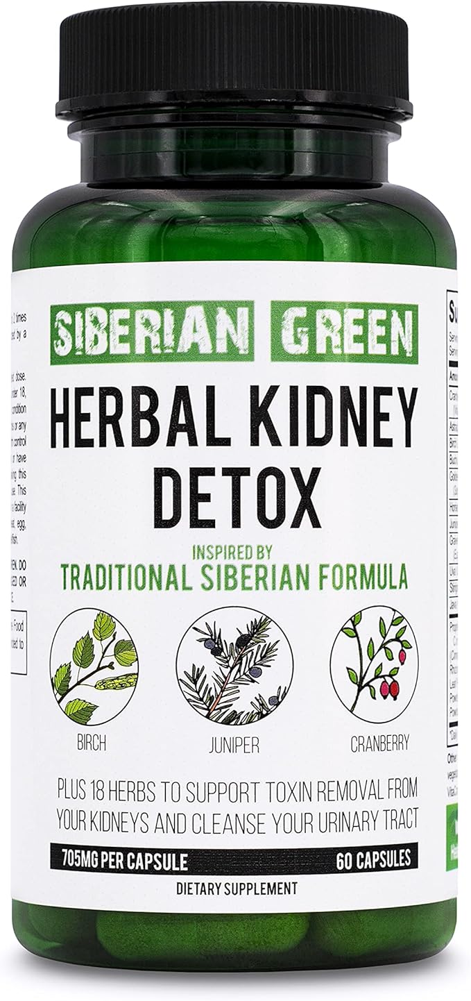 Herbal Kidney Detox 60 Capsules – Cranberry Birch Juniper Traditional Siberian Formula