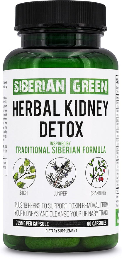 Herbal Kidney Detox 60 Capsules – Cranberry Birch Juniper Traditional Siberian Formula