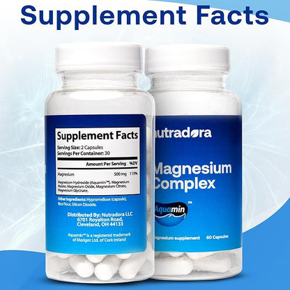 Magnesium Complex Supplement 500mg for Men & Women - Magnesium Glycinate & Oxide for Better Sleep, Muscle, & Heart Health, Formulated in USA, 60 Capsules (Pack of 1)
