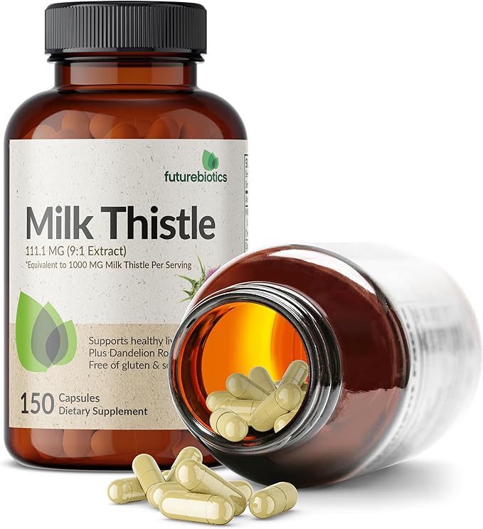 Futurebiotics Milk Thistle Silymarin Marianum & Dandelion Root Liver Health Support, Antioxidant Support, Detox, 150 Capsules