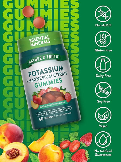 Nature's Truth Potassium Magnesium Citrate Gummies | 60 Count | Vegan, Non-GMO & Gluten Free Supplement