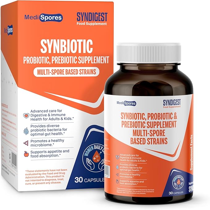 Syndigest probiotic daily care for women & men with dual benefit of 5 probiotic & prebiotic strains, balance gut health & relieves constipation, travel friendly, 30 capsules (2 billions CFU/serving)