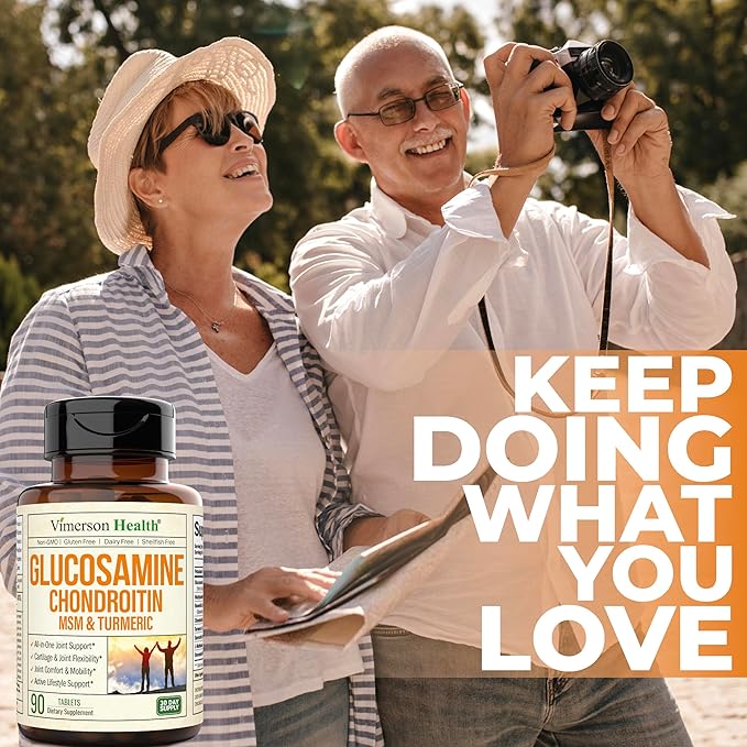 Glucosamine Chondroitin MSM and Turmeric Supplement - Joint Support Supplement for Women & Men with Boswellia & Glucosamine Sulfate 1500 mg. Used for Cartilage & Joint Health & Flexibility 90 Tablets