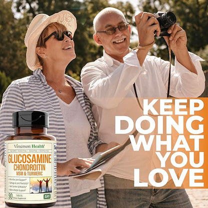 Glucosamine Chondroitin MSM and Turmeric Supplement - Joint Support Supplement for Women & Men with Boswellia & Glucosamine Sulfate 1500 mg. Used for Cartilage & Joint Health & Flexibility 90 Tablets