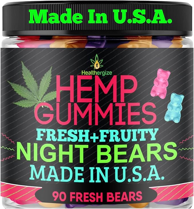 Hemp Gummies for Sleep-High Potency Calm Relaxation Night-Time, Peace and Relaxation, Fruity Gummy Bear Edibles, Good Mood, Restful Bedtime-Natural Hemp Oil Omega-Made in USA