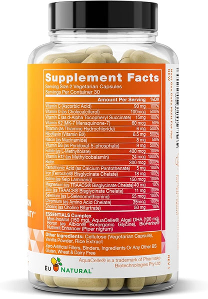 Next Gen Multivitamin for Women – 22 Optimized Vitamins for Immunity, Beauty, Brain, Energy, Bones and Heart – Vitamin C, D, E, K, Iron, B6 and DHA - 60 Vegetarian Soft Capsules (Packaging May Vary)