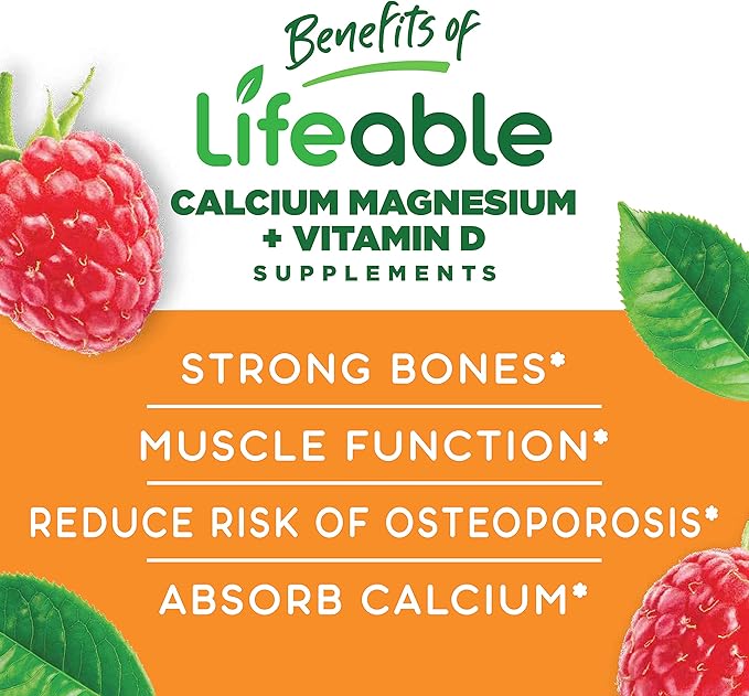 Lifeable Probiotic 2 Billion CFU + Calcium Magnesium, Gummies Bundle - Great Tasting, Vitamin Supplement, Gluten Free, GMO Free, Chewable Gummy