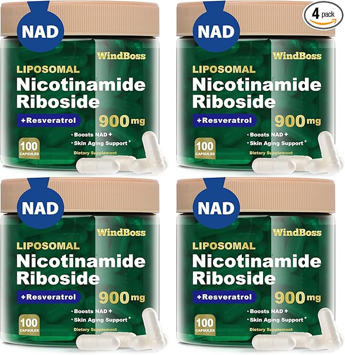 NAD Nicotinamide Riboside Resveratrol, Liposomal NAD Supplements for Women & Men, NMN Supplement Alternative, NAD Supplement - 100 Capsules - 4pcs