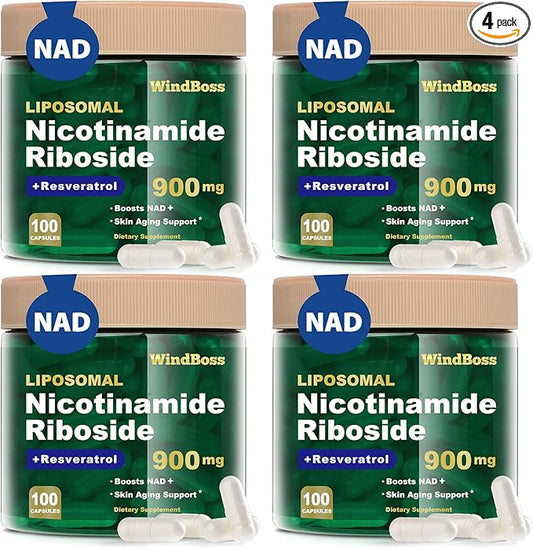 NAD Nicotinamide Riboside Resveratrol, Liposomal NAD Supplements for Women & Men, NMN Supplement Alternative, NAD Supplement - 100 Capsules - 4pcs