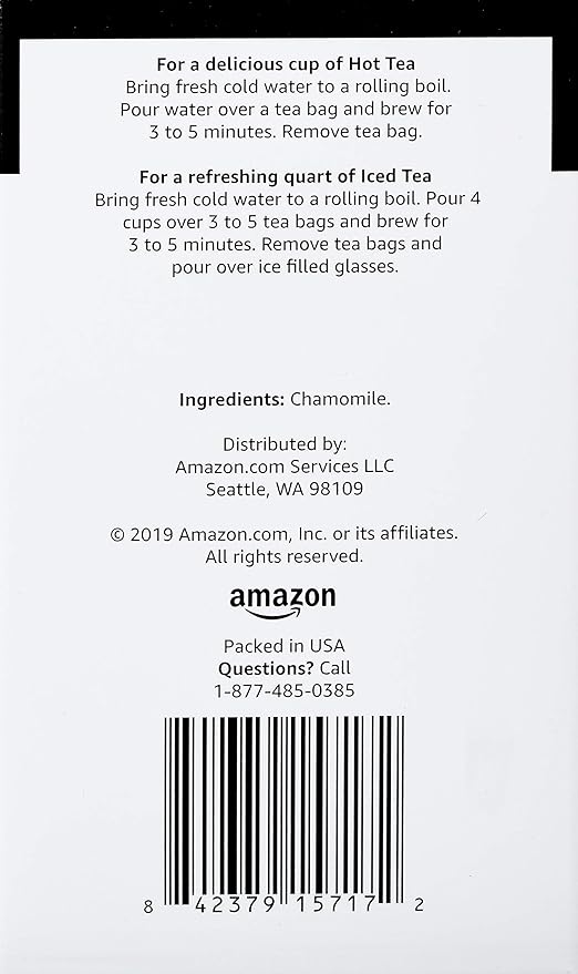 Amazon Brand - Happy Belly Chamomile Herbal Tea Bags, 20 Count (Previously Solimo) (Pack of 2)