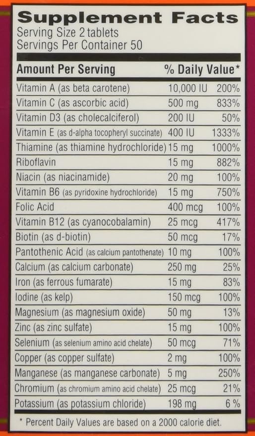 Trader Joe's Multi Vitamin & Mineral Antioxidant 100 Tablets