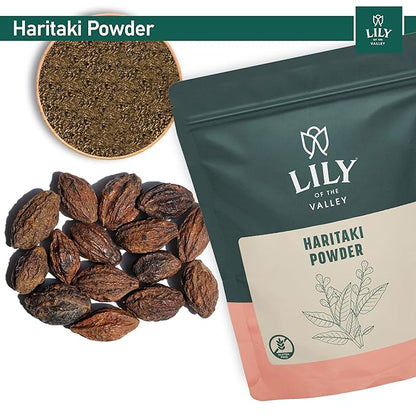 Lily of the Valley Haritaki Powder - Terminalia Chebula - Sourced from India - An Ayurvedic Herb - 100% Natural &No Added Preservative - Vegan & Gluten-Free (16oz, 453g)- Package May Vary