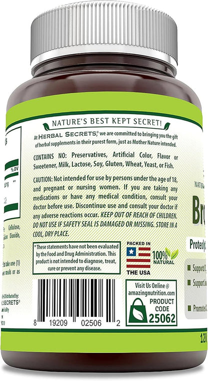 Herbal Secrets Bromelain Supplement 500 Mg Tablets Supplement | Non-GMO | Gluten Free | Made in USA (120 Count)