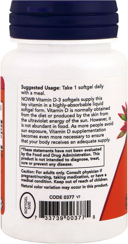 Now Foods Now Foods Vitamin D-3, 50 mcg (2,000 IU), 240 Softgels, 3 Pack