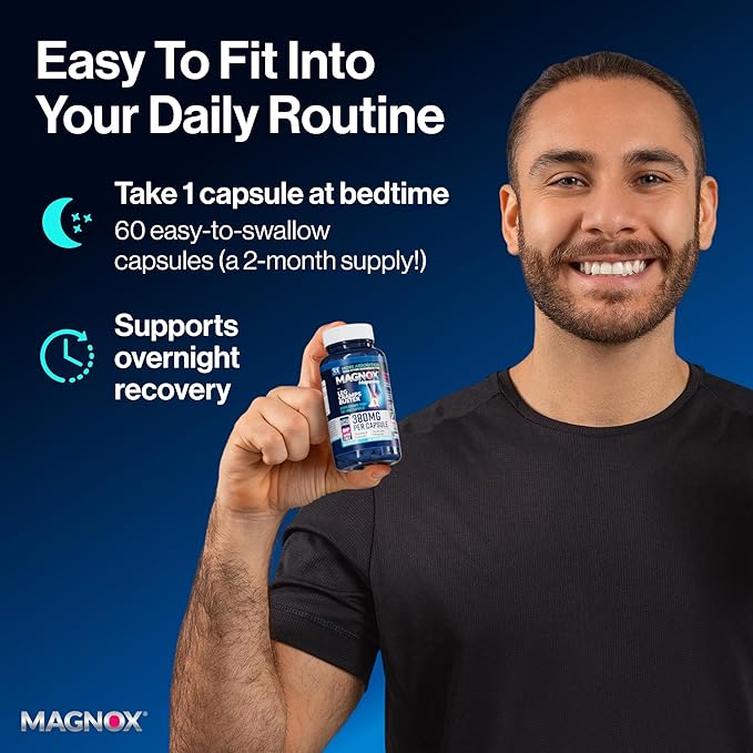 MAGNOX® Leg Cramps Buster | Magnesium Supplement for Muscle Cramps & Spasms | 380mg Magnesium for Leg Cramps at Night | 3X More Absorption | Dead Sea Minerals | Magnesium for Sleep&Muscle | 60 Caps