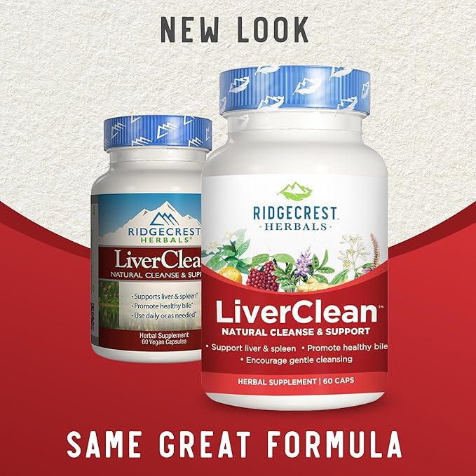 Ridgecrest Herbals LiverClean, Herbal Liver Support Supplement, Blessed Thistle, Dandelion, Detox, Cleanse Support, Healthy Bile (60 Caps, 30 Serv)
