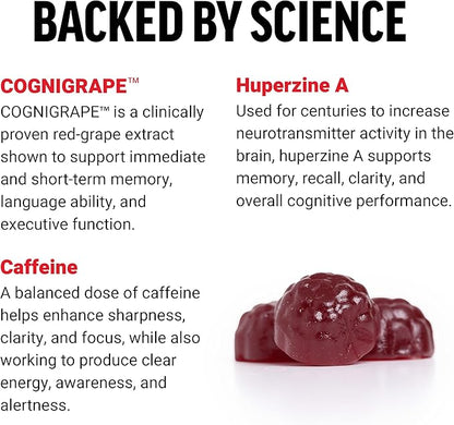 Force Factor Forebrain Gummies Nootropic Brain Support Supplement for Memory and Focus, Brain Vitamin with COGNIGRAPE and Huperzine A, Focus Gummies to Support Recall and Sharpness, 60 Gummies