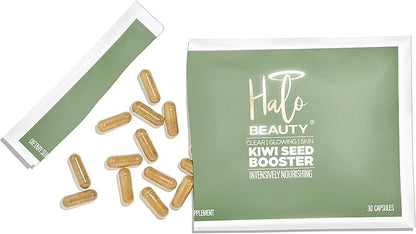 Kiwi Seed Booster Skin Supplement Starter Bundle - 60-Day Supply with Bottle & Eco-Friendly Refill - Vegan Skin Vitamin for Anti-Aging, Hydration & Collagen Support